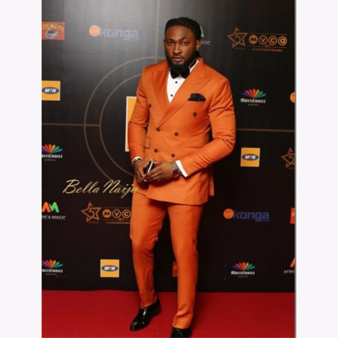 Dark Orange 2 Pieces Men Suits Set Fashion Men's Formal Business/Wedding Groom Suits Peak Lapel Double Breasted Blazer Trousers