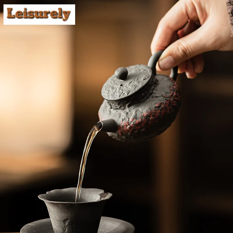 Old Rock Mud Antique Teapot Antique Tea Infuser Pot Tea Soaking Kettle With Filter Tieguanyin Tableware Accessories Decoration