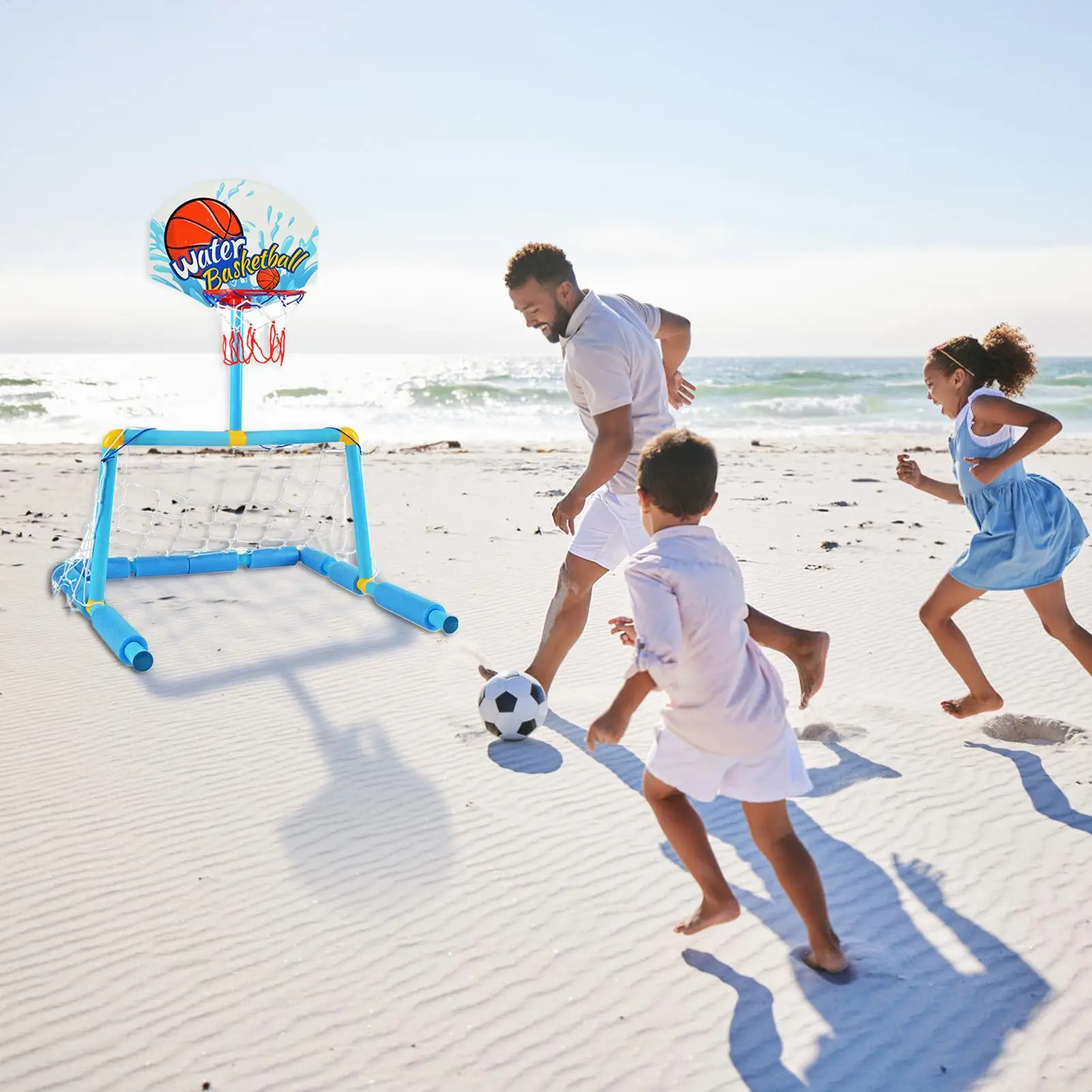 Poolside Basketball Hoop 2 In 1 Swimming Pool Football Goal With 2 Balls And 1 Pump Interactive Water Play Toy Basketball Hoop