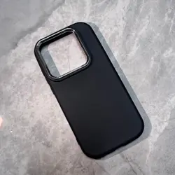 Solid Color Electroplated Lens Frame Silicone Shockproof Bumper Case - Simple Design, Enhanced Protection - Realme GT 7T (Black)
