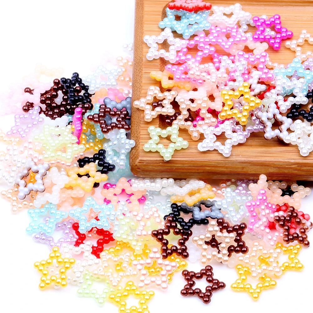 

Разноцветные Полые бусины 2000 шт., имитация пяти звезд, полукруглые жемчужины, бусины с плоской задней стороной, искусство ногтей своими руками, бриллиантовые украшения