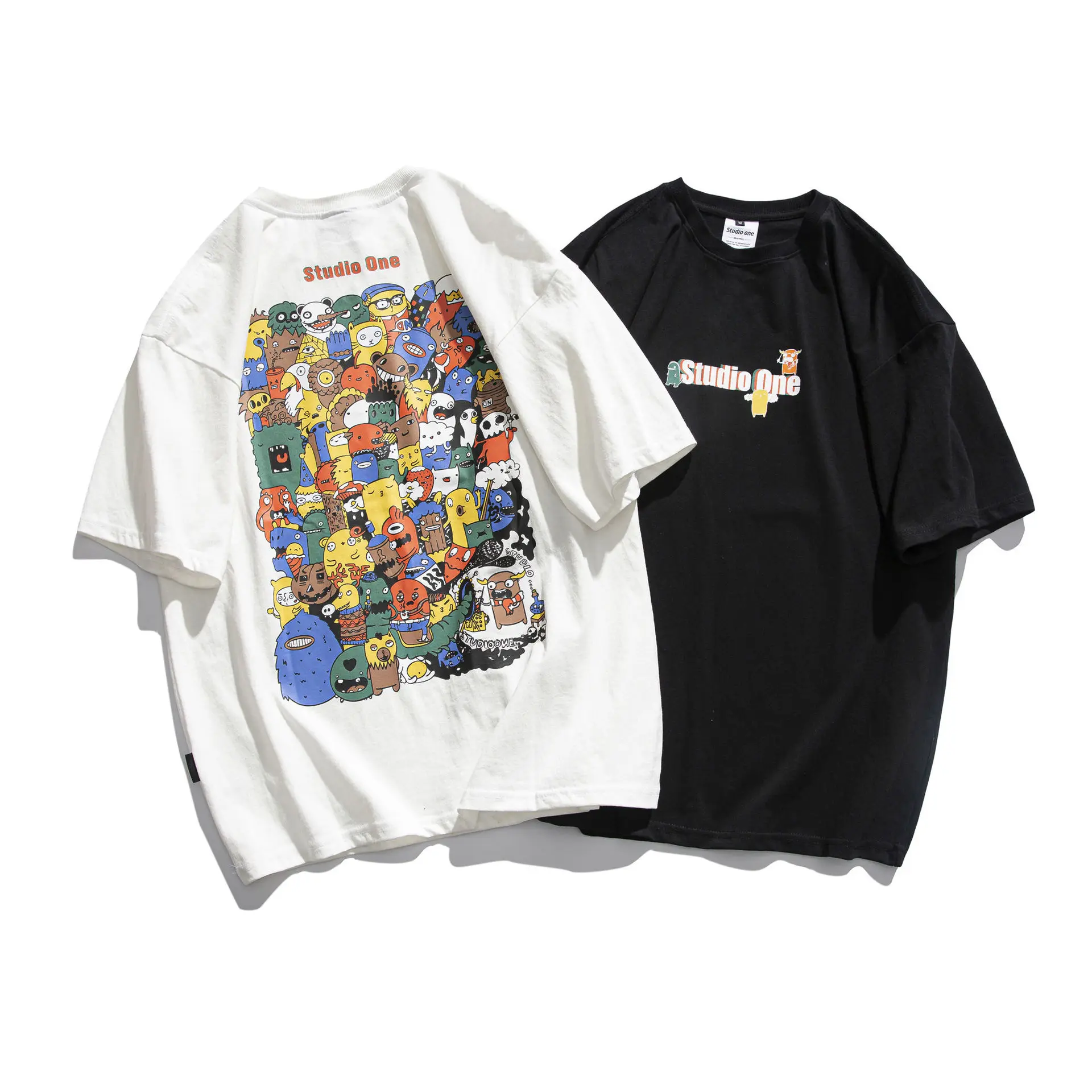 

YRYT New Summer Ladies Casual Loose Japanese Street Trend Hip Hop Harajuku Cartoon Anime Full Print Loose Couple T-shirt