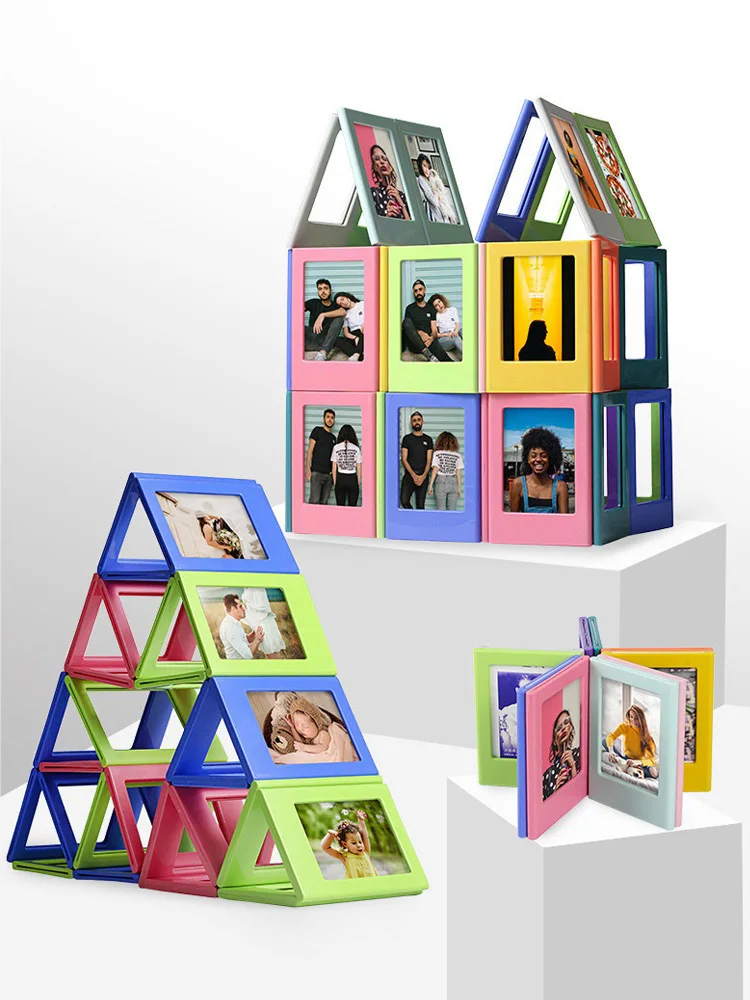 Magnetic Photo Frame Set: 5-Pack of 3-Inch Refrigerator Picture Holders