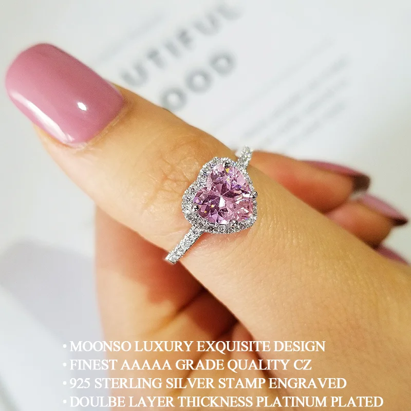 Charming Pink Silver CZ Flower Ring for Women - Elegant Wedding and Engagement Jewelry