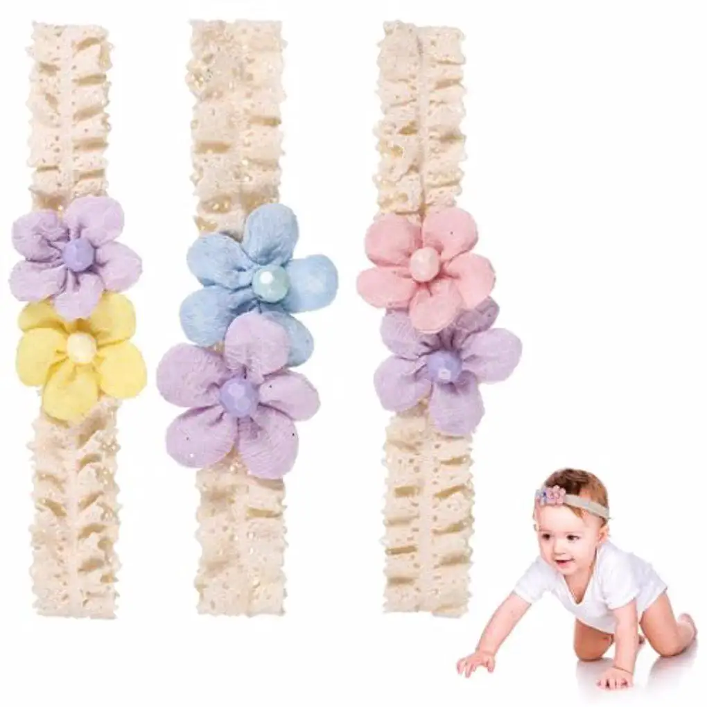 

3piece Elastic And Stretchy Princesses Elastic Headwear For Newborn Infant Toddlers Girls Soft