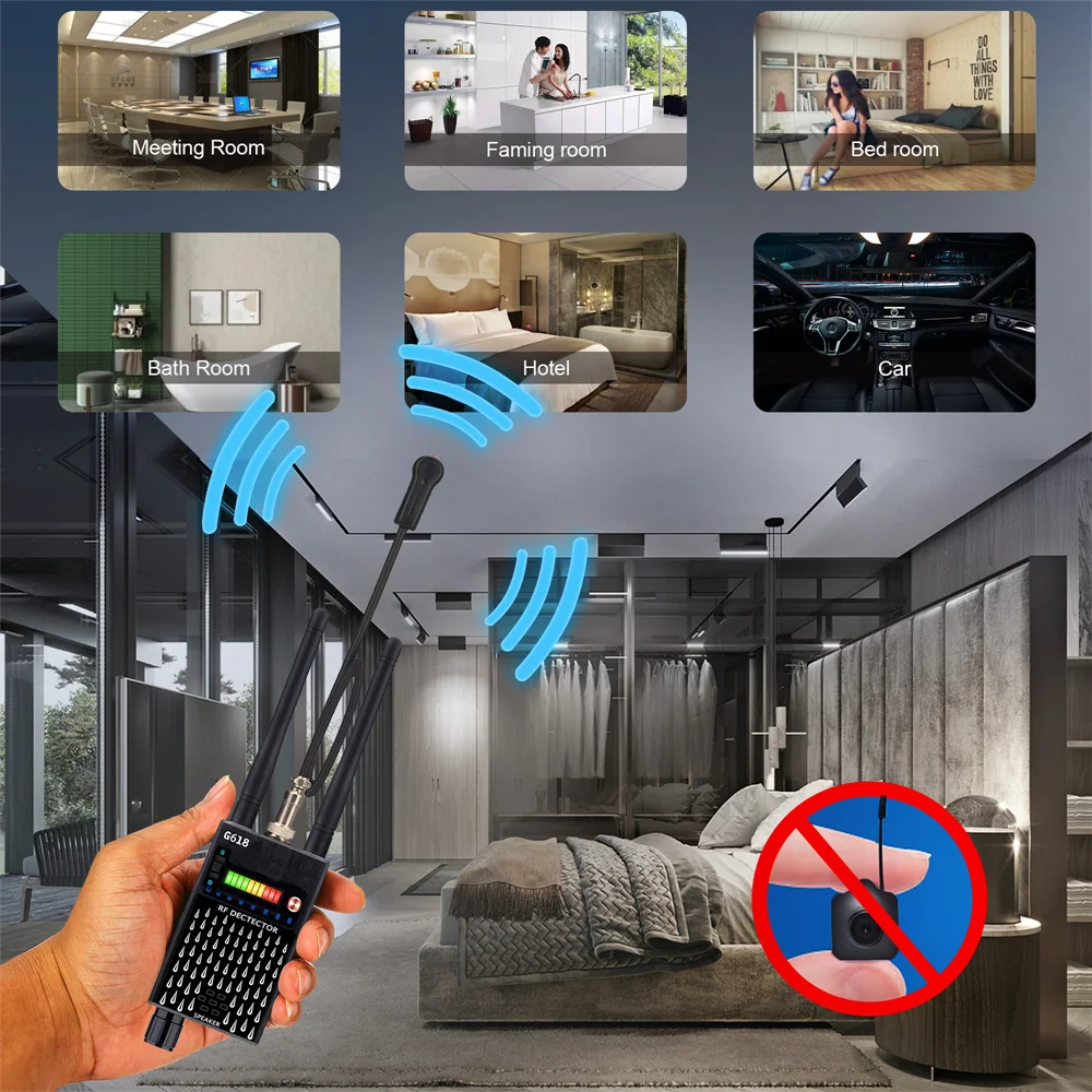 Anti-Spy Wireless RF Signal Automatic Detector GPS Tracker Frequency Scan Camera Detect WiFi GSM Audio Bug Finder Device Scanner hidden camera detector infrared camera detector camera detector signal detector