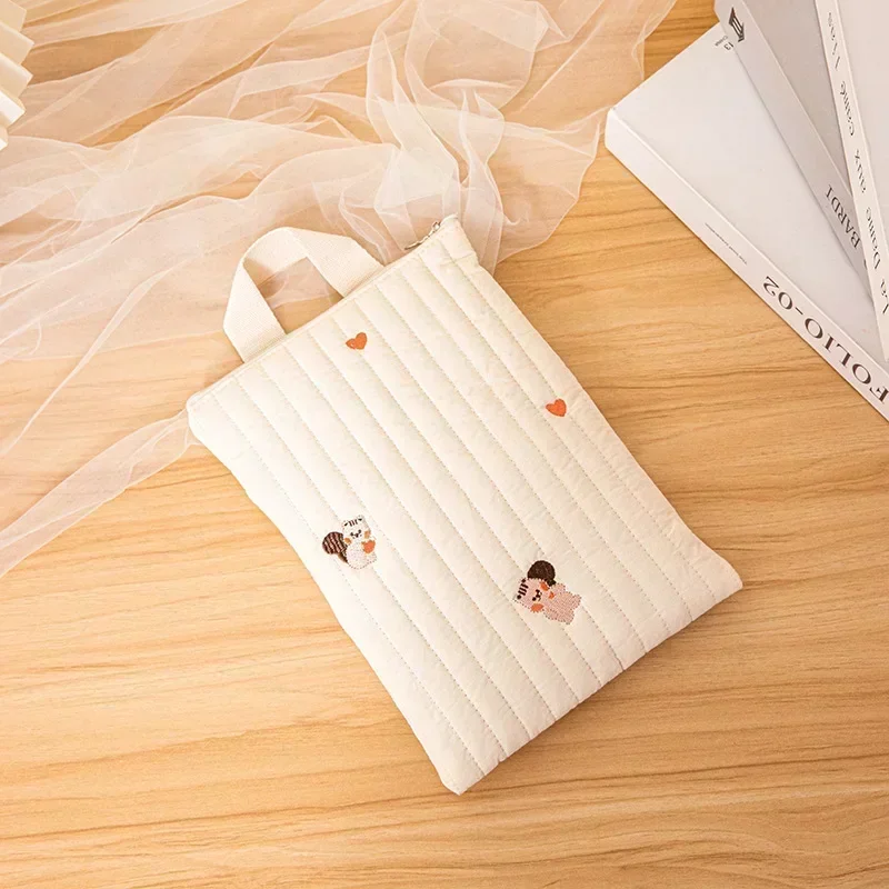 Adorable Embroidered Bear Cotton Diaper Bag