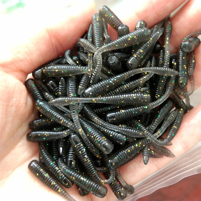 50pcs 3.8cm 0.2g Trout Worm Soft Baits Artificial Fishing Lures