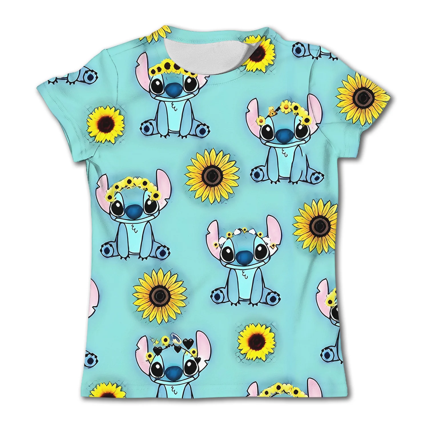 3-14Y Kids Disney Stitch Short Sleeve Girl T-shirt Children Sporty T-shirts Boys' Casual Clothes Girls O Neck Shirt Daily Top 5