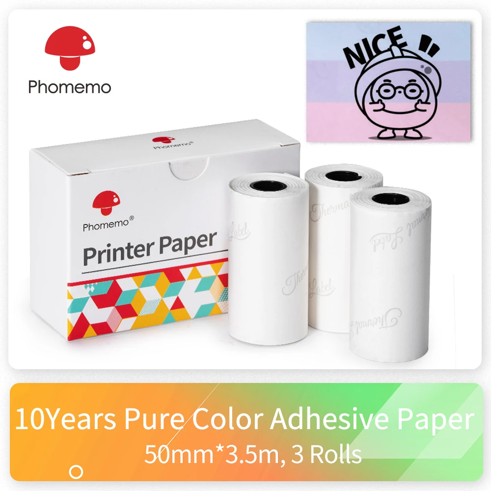 3 Rolls Phomemo Rainbow Thermal Sticker Paper For Phomemo M02/m02 Pro