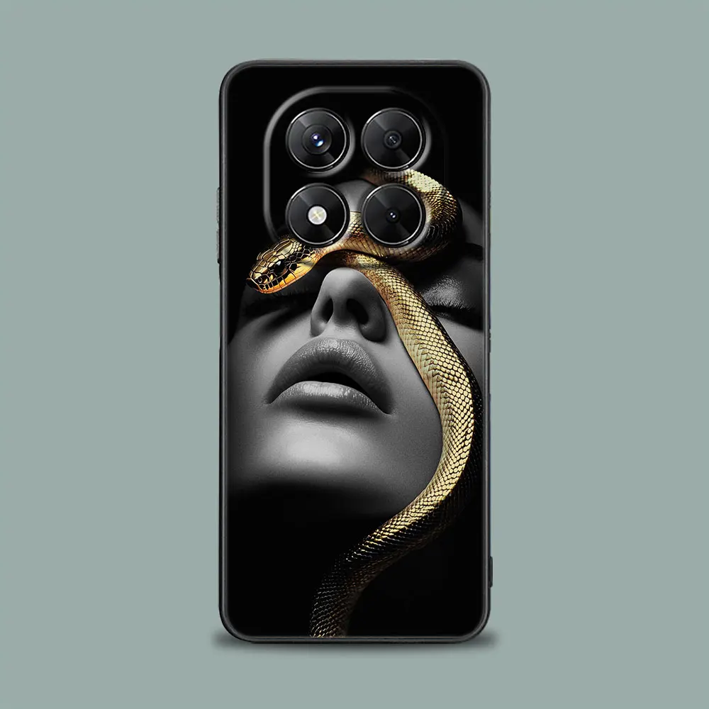 Elegant Silicone Soft Phone Case with Snakes and Women Design