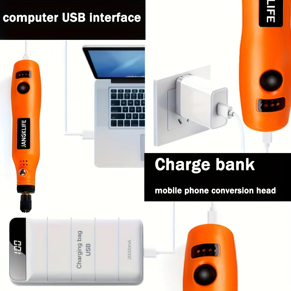 Cordless USB Rotary Tool Kit for Woodworking, Engraving, and DIY Projects