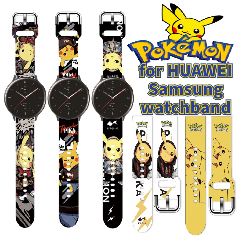 

Pokemon Pikachu Strap For Huawei watch 2Pro GT/GT2 Samsung galaxy watch/active2/gear sport/s3 Sz classic Watchband 20mm 22mm