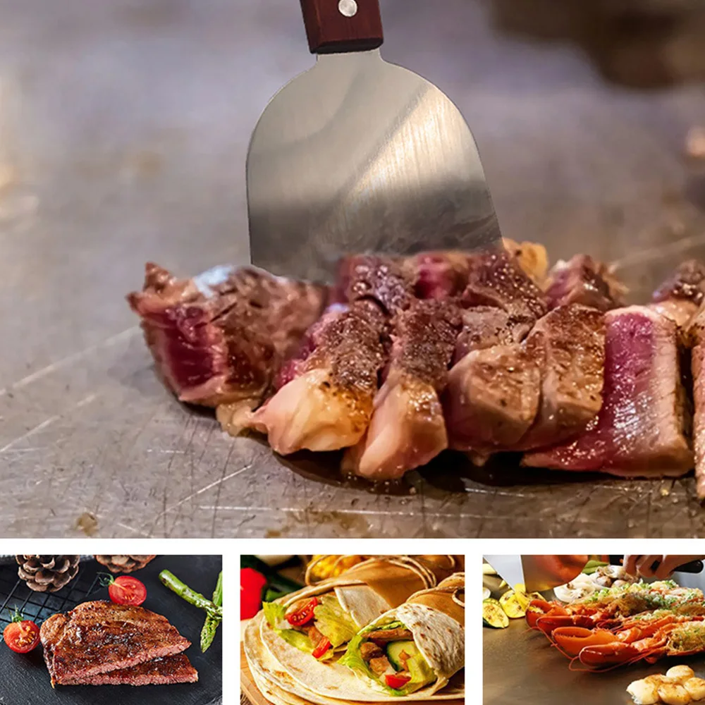 2PCS Stainless Steel Cutter Spatula Potato knife Steak Shovel Salad Scraper Chopper Pizza Cake BBQ Teppanyaki Baking Tool