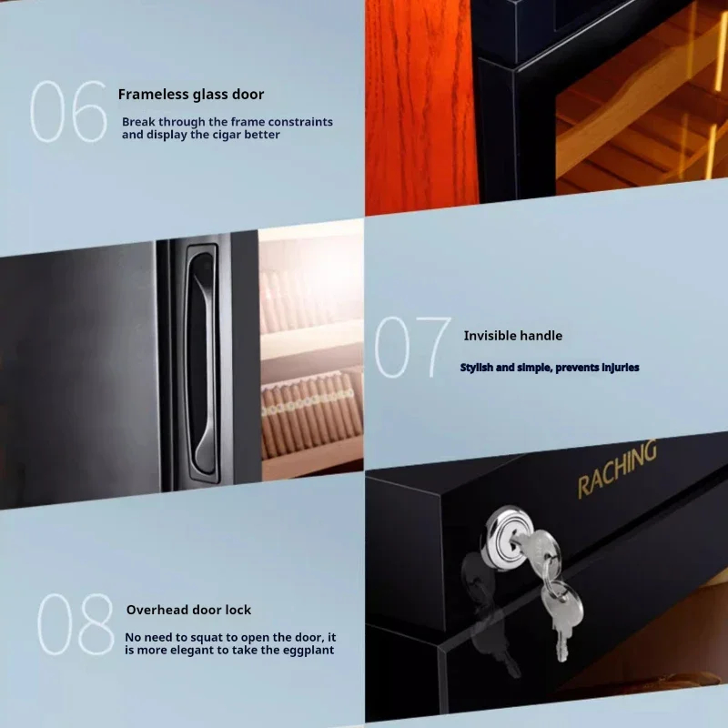 Cigar Cabinet Freezer Constant Temperature Wine Tea Humidor Three-Layer Parquet Luxury Cigar Storage Cabinet Fridge