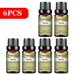PHATOIL 6 - Piece Pure Essential Oil Collection: Lavender, Eucalyptus, Peppermint, Tea Tree, Orange, Lemongrass for Aromatherapy and Crafting (6pcs Vanilla)
