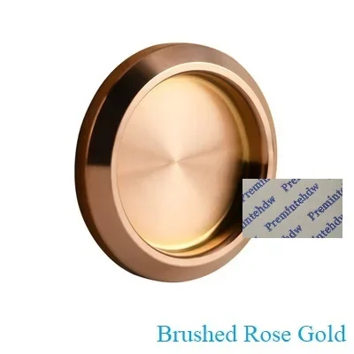 Stainless Steel Round Finger Pull For Sliding Glass Wooden Door Surface Stick Mount Rose Gold Matte Black White