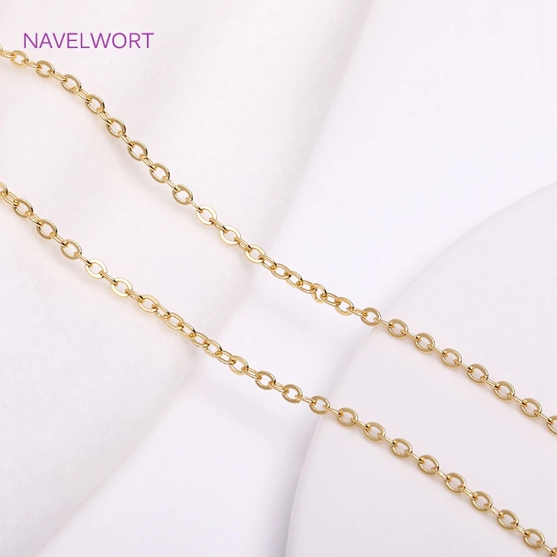 18K Gold Plated 1.3mm/1.6mm/2mm Thin Chain For Jewelry Making Supplies, Bulk Chain DIY Necklace Bracelet Accessory Wholesale 2 meters gold stainless steel curb chains for jewelry making diy bracelet necklace side link chain wholesale lots bulk