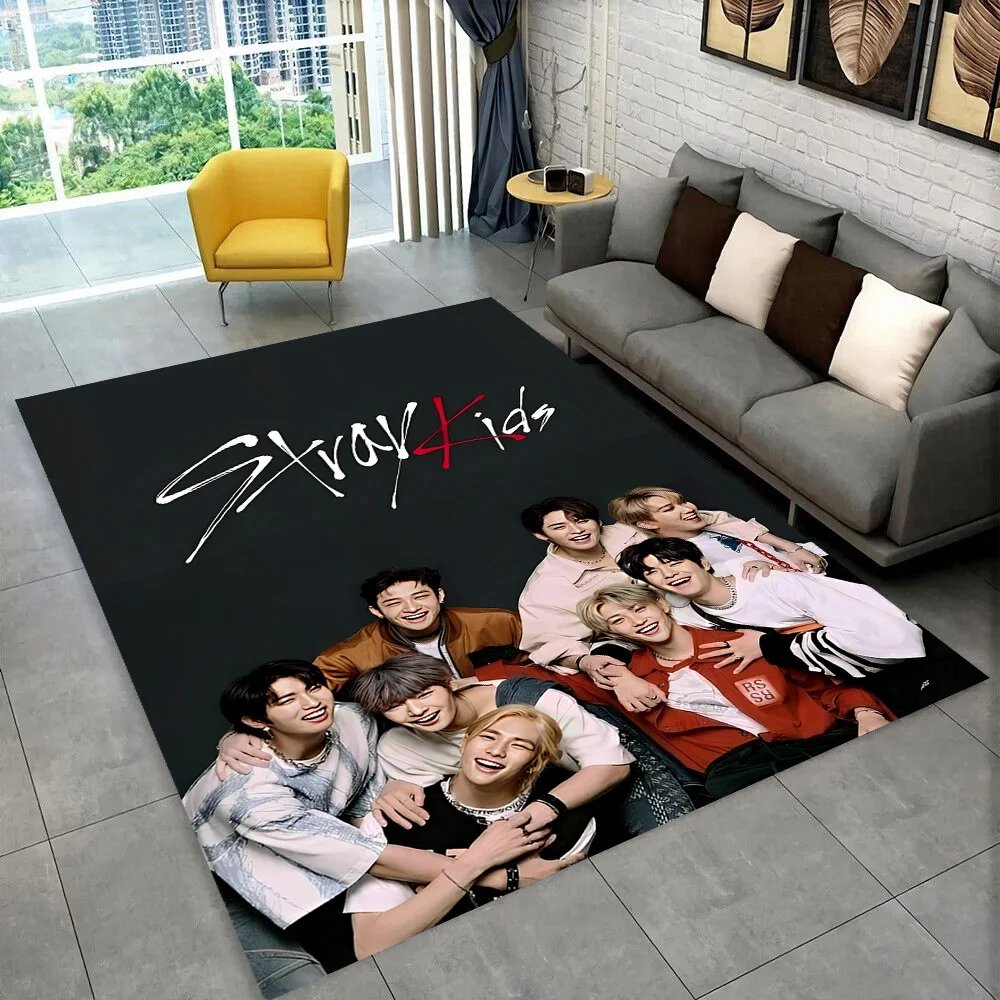Stray Kids ラグマット 3D Print Stray Kids Kpop Star Gift Carpet Rug for Bedroom Living