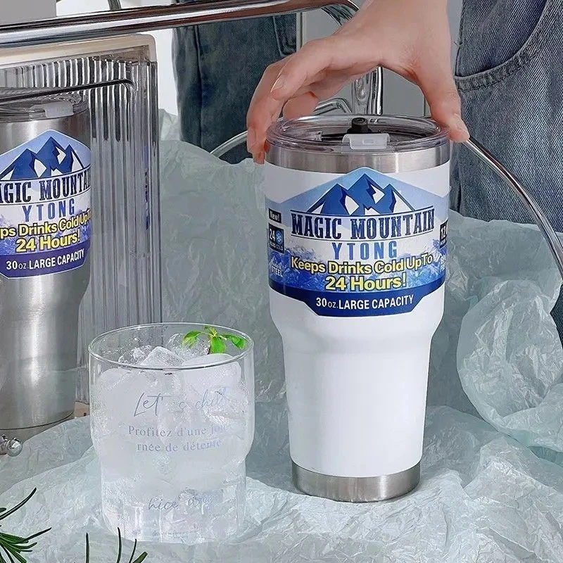 Magic Mountain Label Card Thermos Cup Frreze Thermal Flasks Coffee Mug Vacuum Insulated Bottle Stainless Water Keep Drink Cold