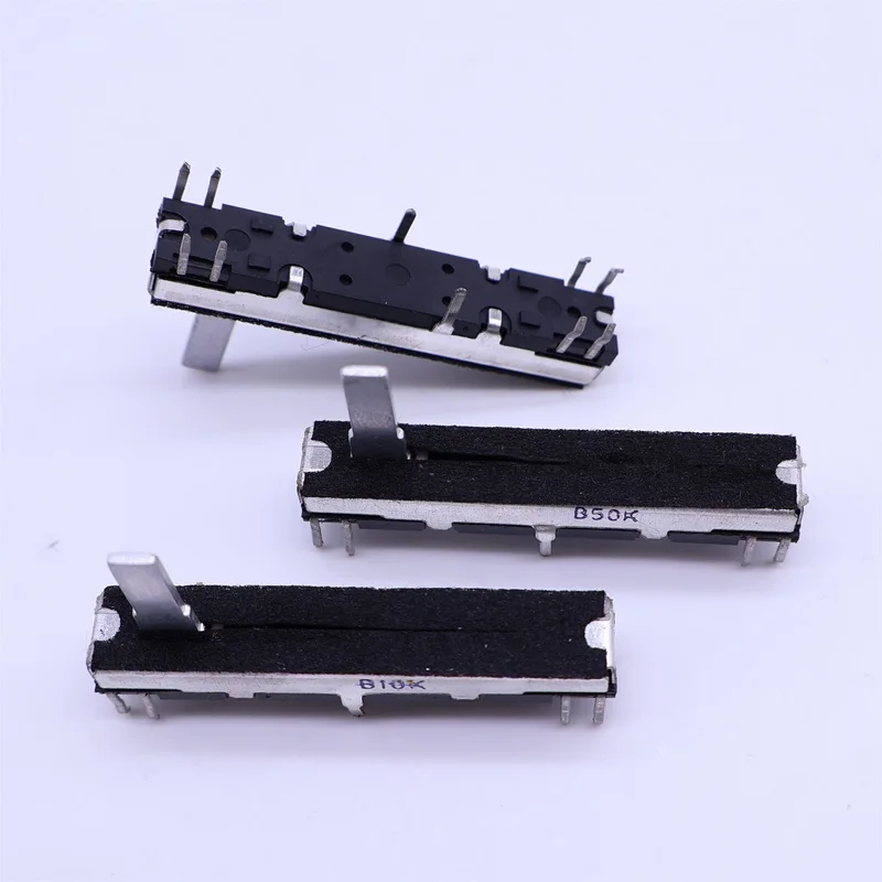 45mm Siding Potentiometer Stereo Channel B10K B50K Axis Length 15mm Sliding Stroke 30mm 1pcs linear potentiometer adjustable resistor