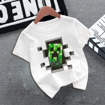 Miner Crafting Pixel T-shirt Short Sleeve Cute Cartoon Print Summer Round Neck Sportwear Fashion Hip Hop Boys Girls Clothes Gift 1