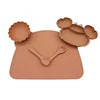 Crab compartment plate children's tableware set with meal bib eating training bowl soft silicone baby autonomous 5