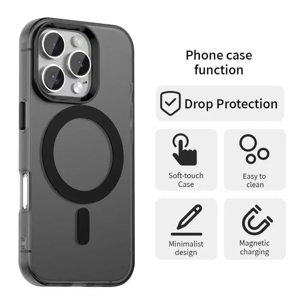 Luxury Magnetic Frosted Military-Grade Protective Case with Camera Frame and Magsafe Compatibility