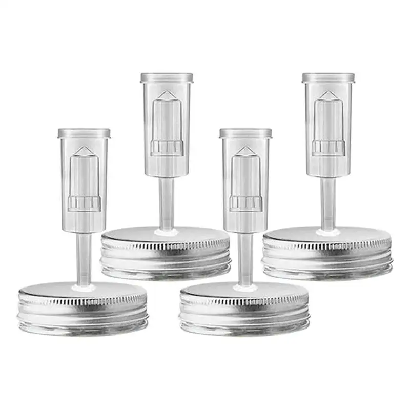 Fermentation Jar Kit 4-Pack Fermenting Lids For Jars With Intelligent Air Valve Fermenter Presser Silicone Seals For Pickles