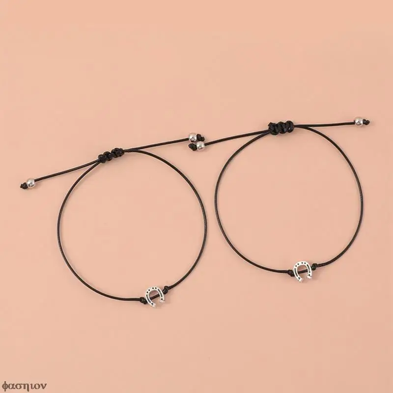 Lucky Horseshoe Red String Horse Hoof Charm Bracelets Adjustable for Women Men Wish Jewelry Couple Lover Christmas Gift 2pcs/set bracelet jewelry shell charm bracelets