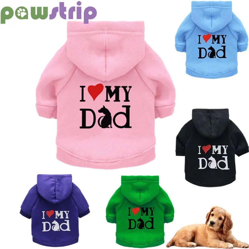 

Winter Dog Clothes I Love My Dad Dog Coat Fleece Warm Puppy Jacket Pet Hoodies For Chihuahua Yorkie French Bulldog Pet Clothing