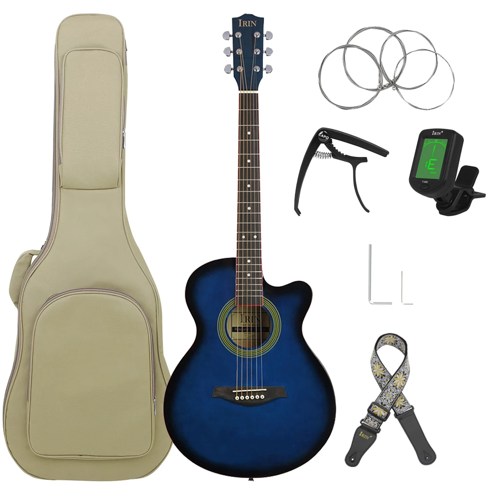 

IRIN 40 Inch Acoustic Guitar 21 Frets 6 Strings Rosewood Body Folk Guitar Guitarra With Bag Capo Strap Guitar Parts & Accessory