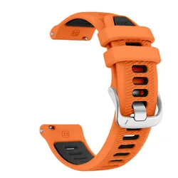 Silicone Watch Band with Stainless Steel Buckle - Available in Multiple Sizes - 18mm Universal (Orange Black)