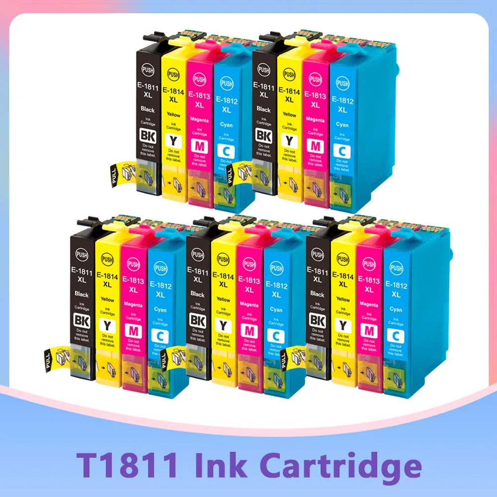 Cartucho de Tinta Compatível para Impressora Epson 18xl T1811-t1814 Xp205 Xp305 Xp322 Xp315 Xp212 Xp402 Xp30 Xp225 Xp325 Xp422