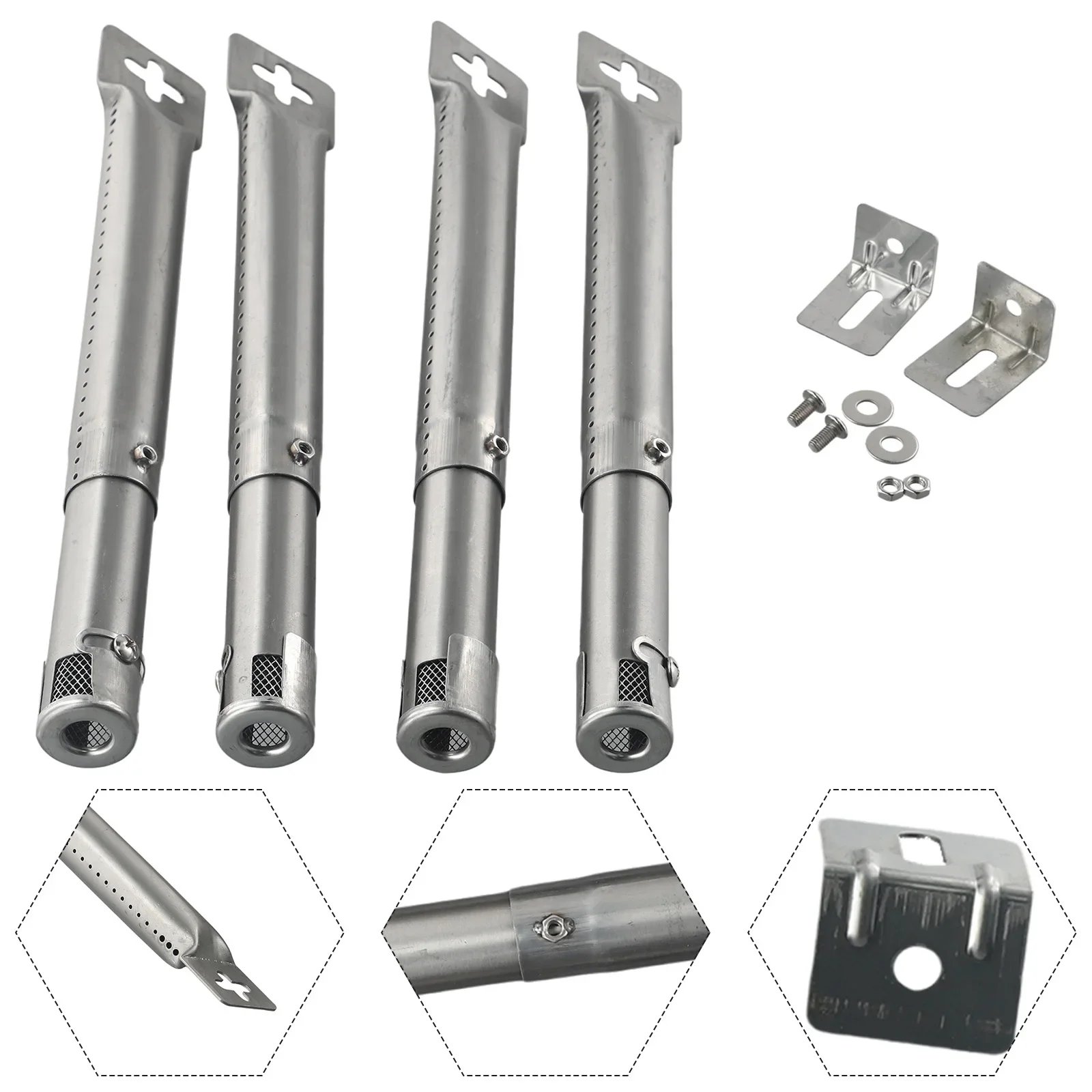 4Pcs Universal Stainless steel Garden Tube Burners Outdoor BBQ Barbecues Heavy duty Grill Smokers gas barbecue burner Smokehouse