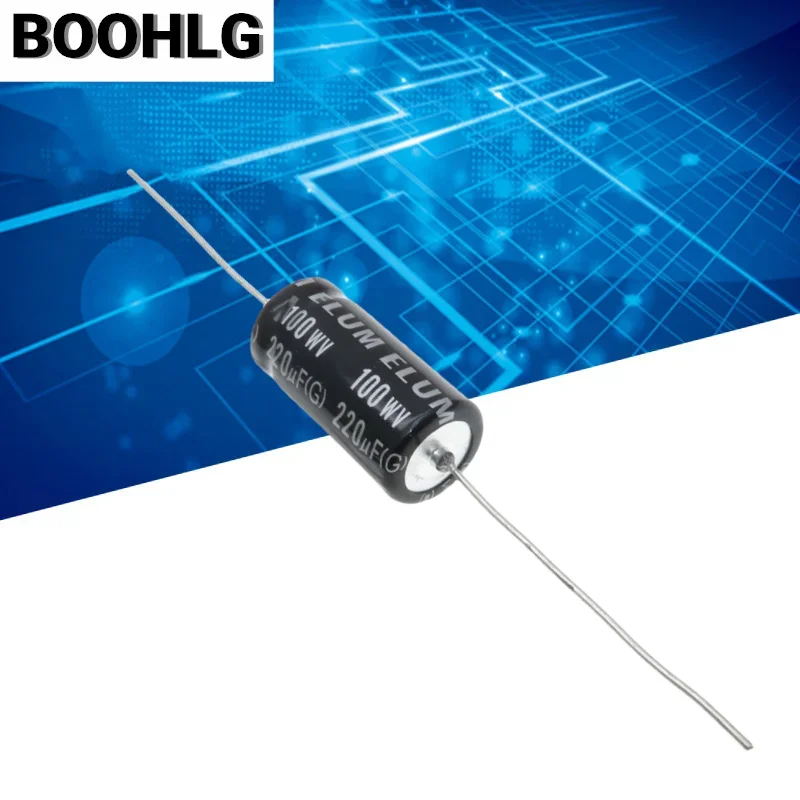 5PCS ELUM filter capacitor 220uf axial polarized electrolytic capacitor 100v 220uf 13X26mm
