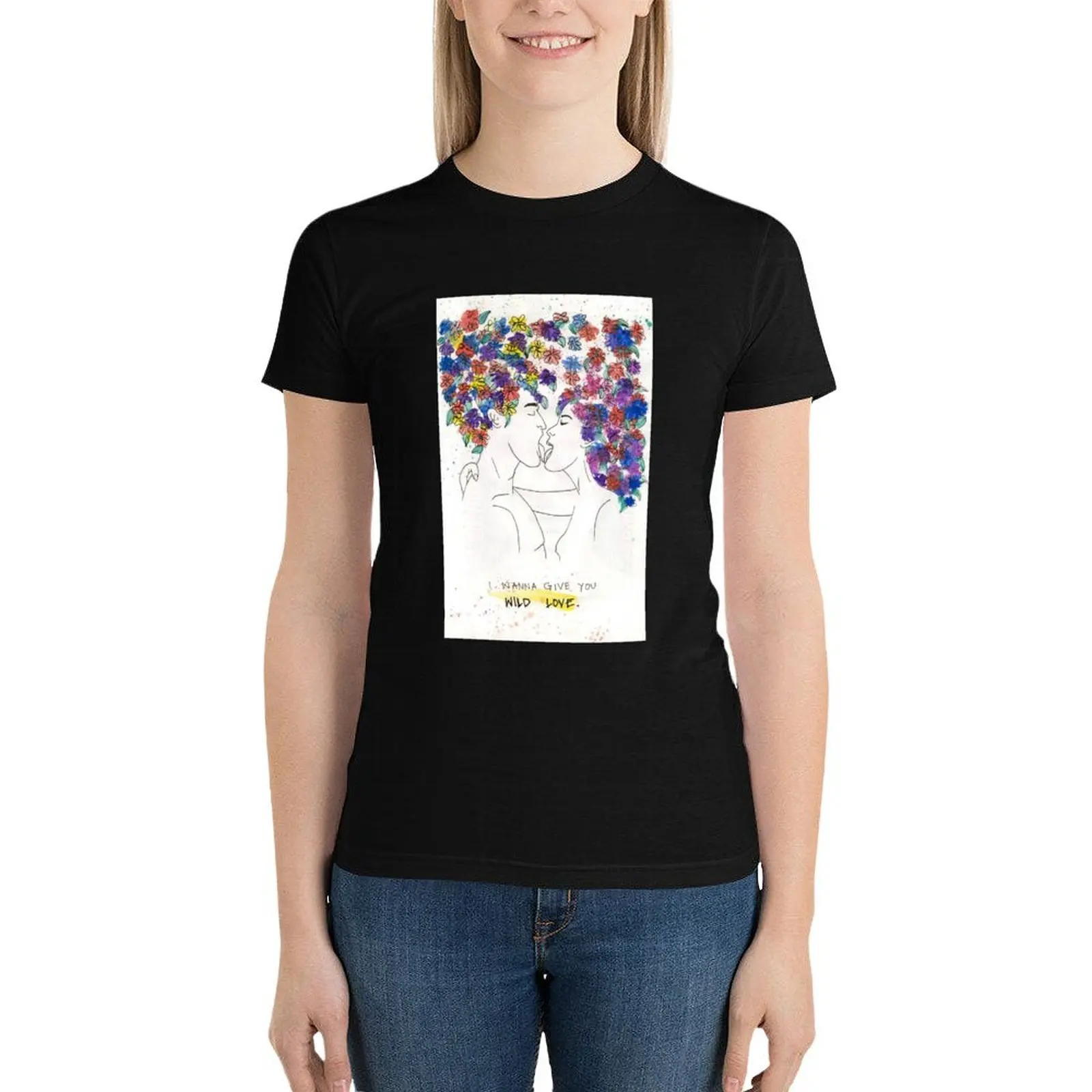 

wild love T-Shirt lady clothes animal print shirt for girls oversized T-shirts for Women