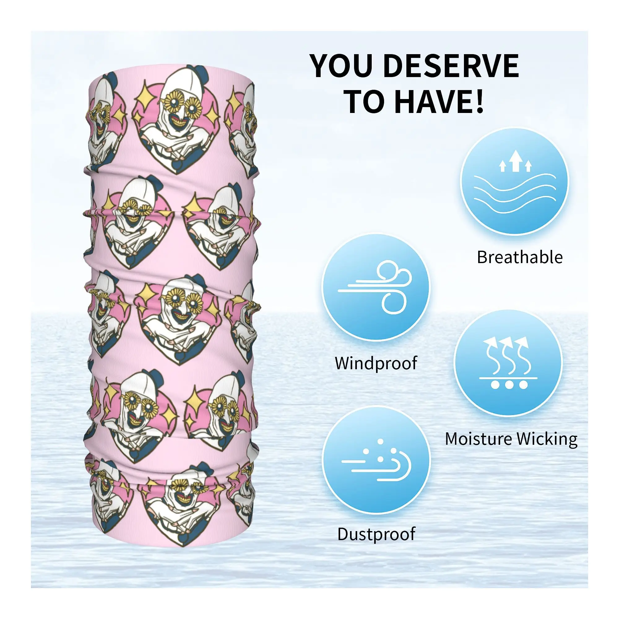 T-Terrifiers Horror Movie Bandana Neck Gaiter UV Protection Face Scarf Cover Men Women Headband Tube Balaclava