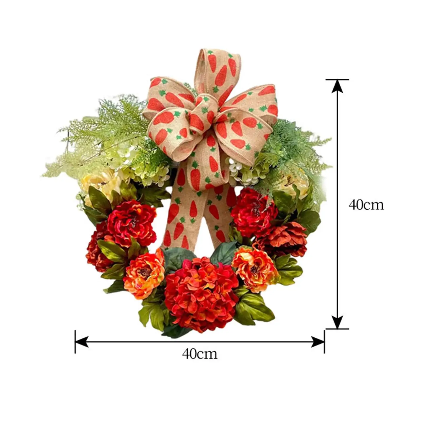 Spring Wreath Front Door Bedroom Easter Carrot Decoration Artificial Flower Wreath for Thanksgiving Anniversary Farmhouse Garden