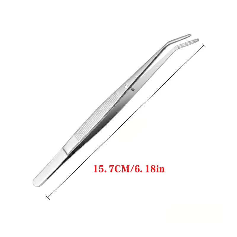 5Pcs Precision Curved Serrated Tweezers for Facial and Crafts
