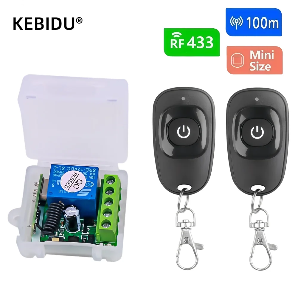 Remote Control 433Mhz Universal Wireless DC 12V 1CH Relay Receiver Module RF EV1527 Learning Code Transmitter