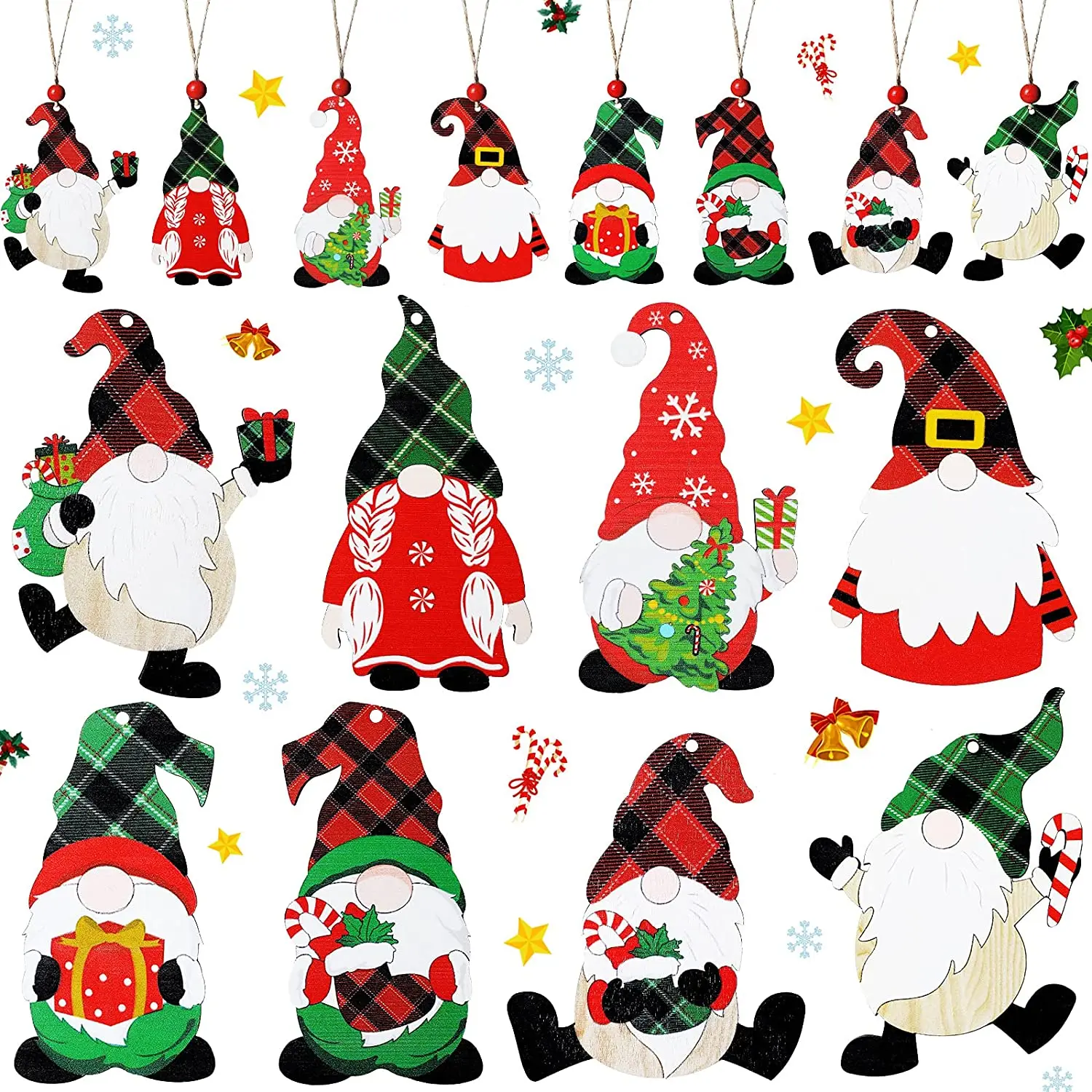 

12pcs Navidad 2022 New Year Gift Christmas Tree Decorations Gnomes Wooden Pendants Ornaments Xmas Decorations for Home Noel