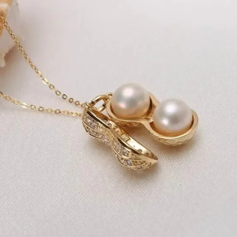 Fashion Pearl Peanut Necklace Women's High-end Crystal Pendant Collar Sweater Chain Best Friend Birthday Party Jewelry Gifts