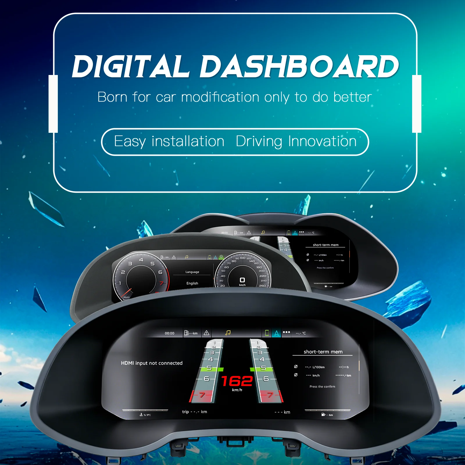 Panel de instrumentos Navicluster de 12.3'' pulgadas para Audi A6 A7 C7 años 2012-2018, panel digital compatible con Carplay, HDMI, pantalla LCD, velocímetro, cabina virtual. 2