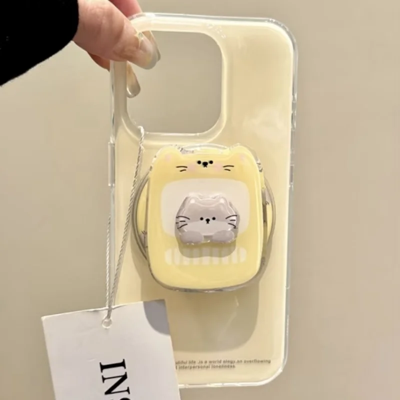 Adorable Cartoon Kitten Magnetic Phone Grip & Stand