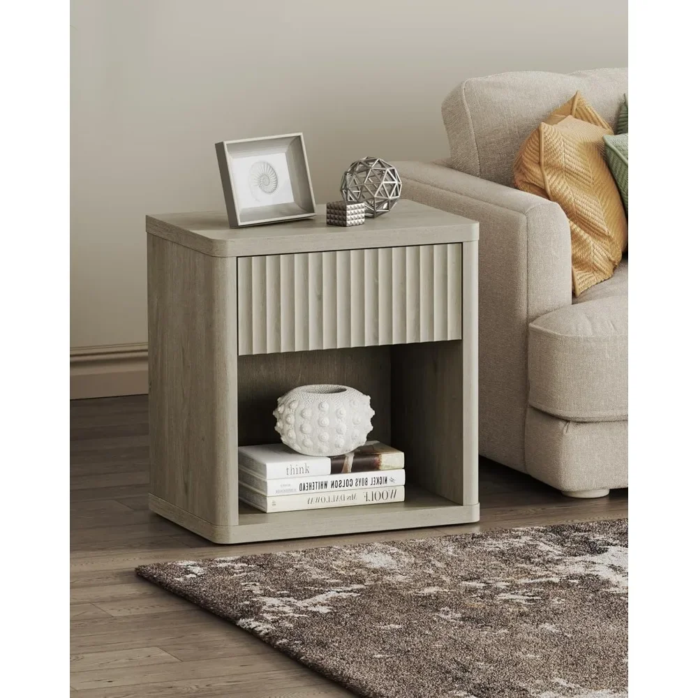 Nightstand Set of 2 Nightstands with Drawer Storage Bed Side Table End Table Large Modern Wood Wide, Nightstand