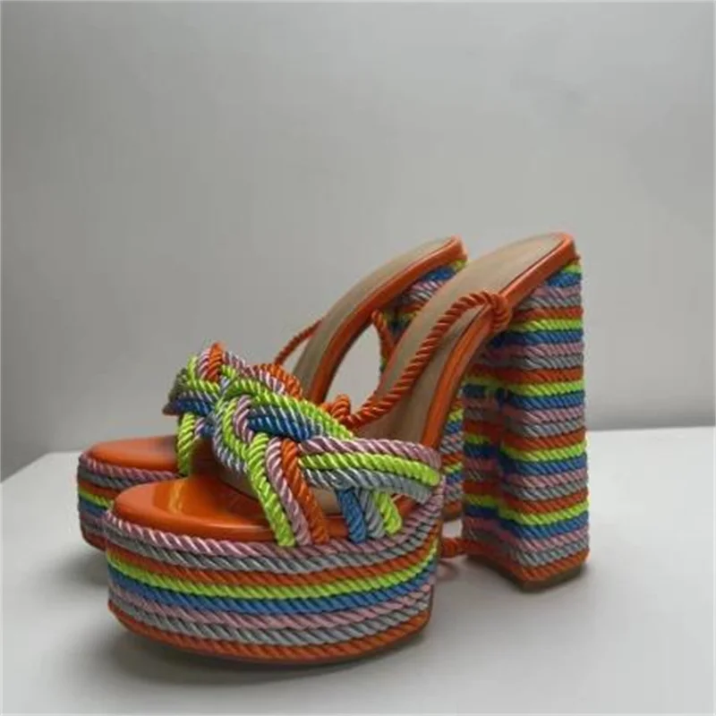 

Женские туфли Weaven с круглым носком, разноцветные туфли с ремешком и пряжкой, женские разноцветные туфли на высоком каблуке