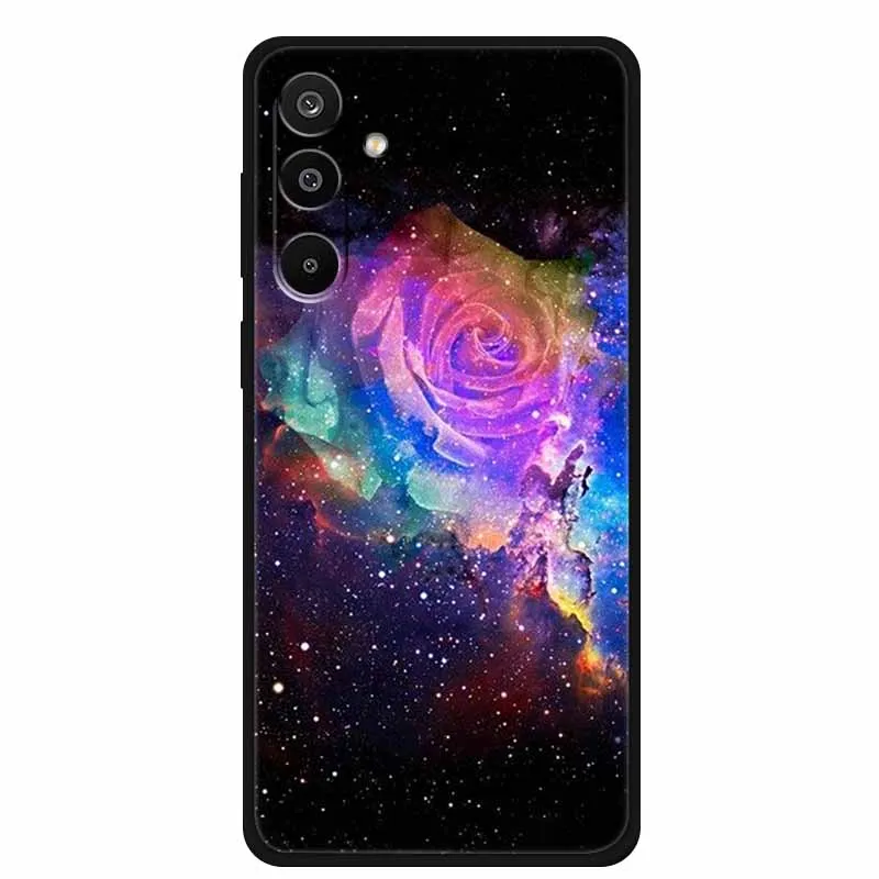 Floral Printed Silicone Phone Case - Black TPU Cover