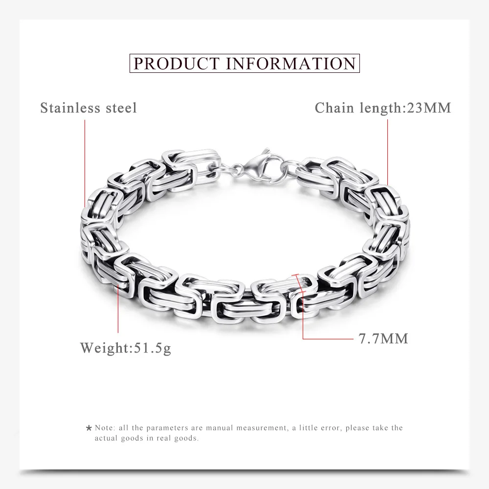 8MM Stainless Steel Bracelet Homme Hand Chain For Men Motorcycle Bikes Rock Male Jewelry stainless steel bracelets