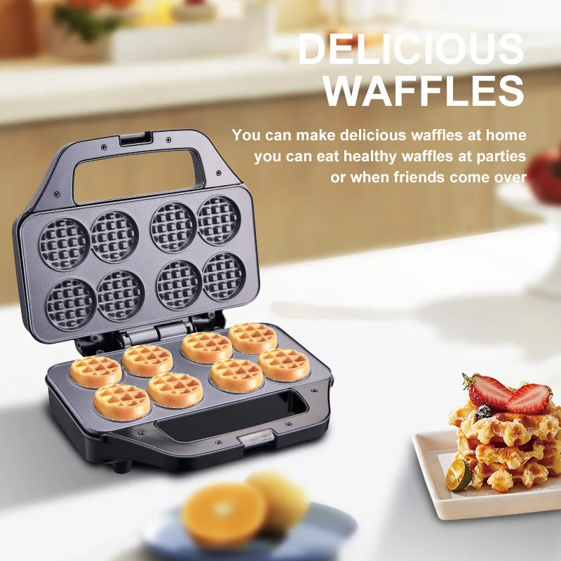 Mini Electric Waffles Maker 8 Pan Double Heating Non-Stick Egg Cake Oven Waffles Griddle Cooking Machine for Home Kid's Snacks waffle maker baking pan baking tray